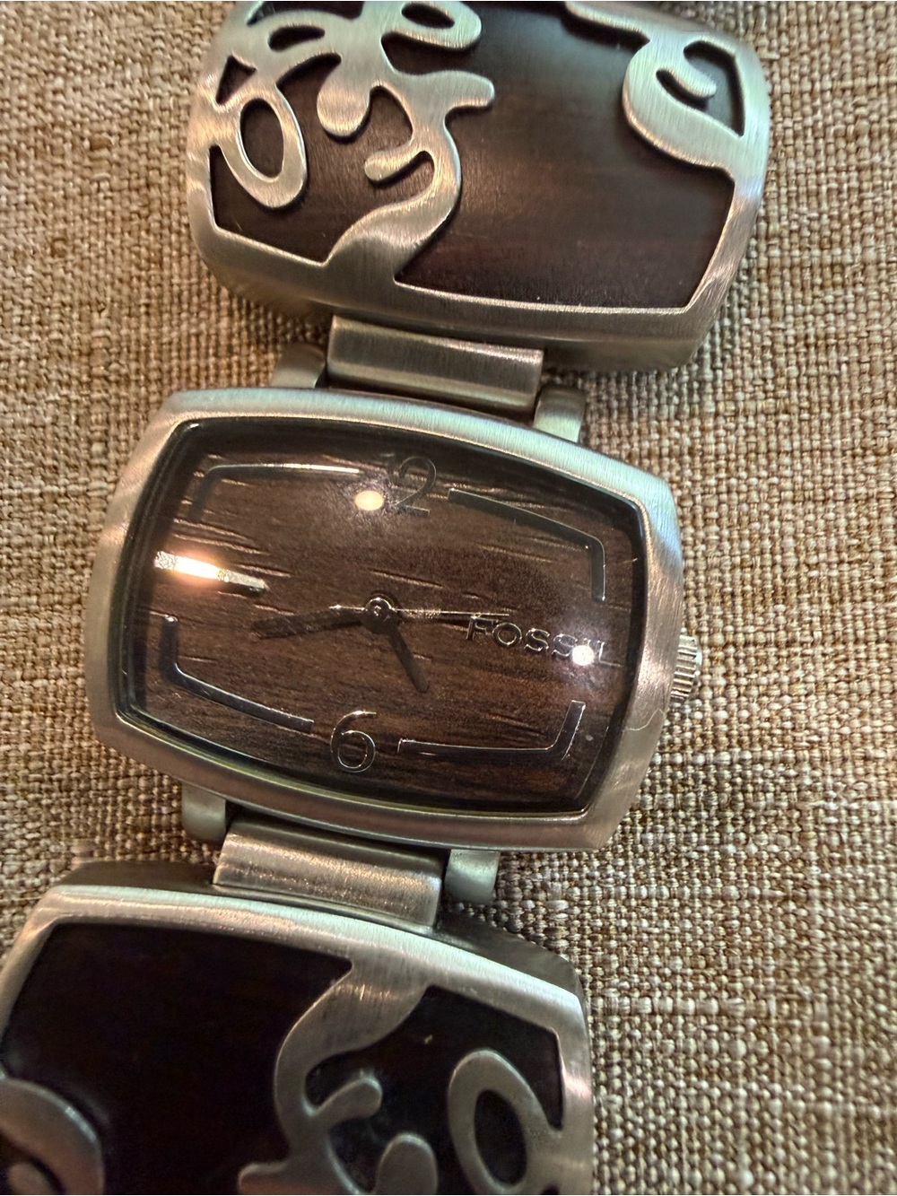 Fossil Brown and Silver Decorative Link Bracelet Watch